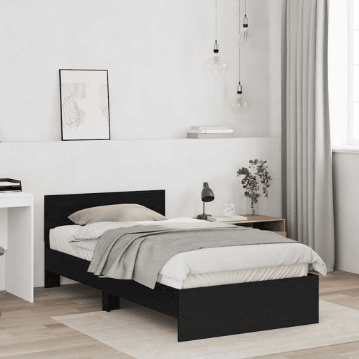 Estrutura De Cama De Casal King Size - Carvalho Preto 203 x 104 x 70 cm