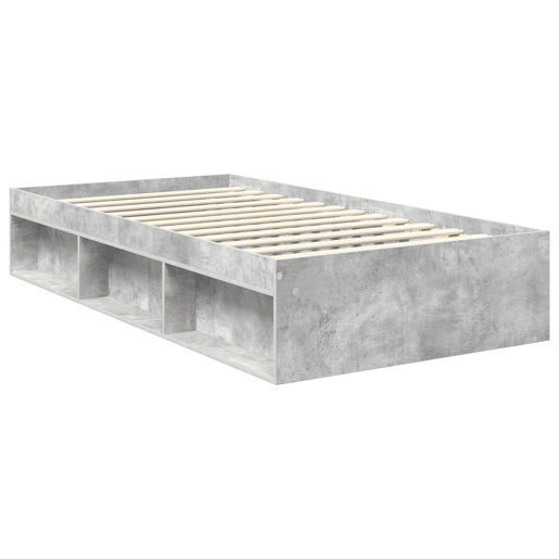 Estrutura de cama de solteiro para adultos com Cabeceira - Cinza Concreto 100 x 200 cm