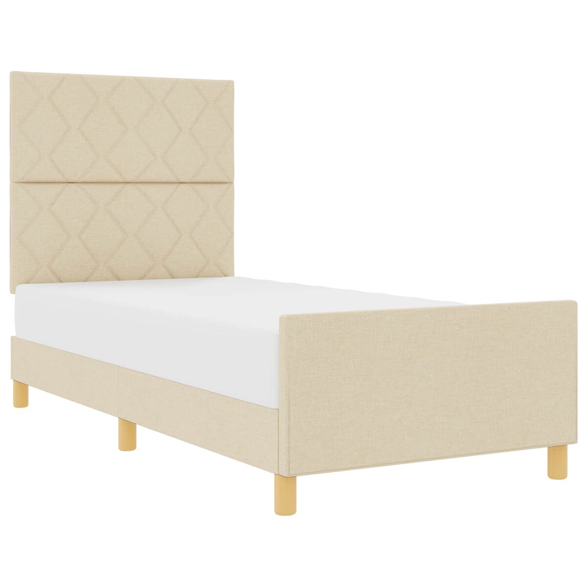 Estructura de cama individual para adultos con cabecera - crema 100 x 200 cm tela
