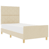 Estrutura de cama de solteiro para adultos com Cabeceira - Creme 100 x 200 cm tecido