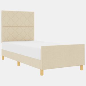 Estrutura de cama de solteiro para adultos com Cabeceira - Creme 100 x 200 cm tecido