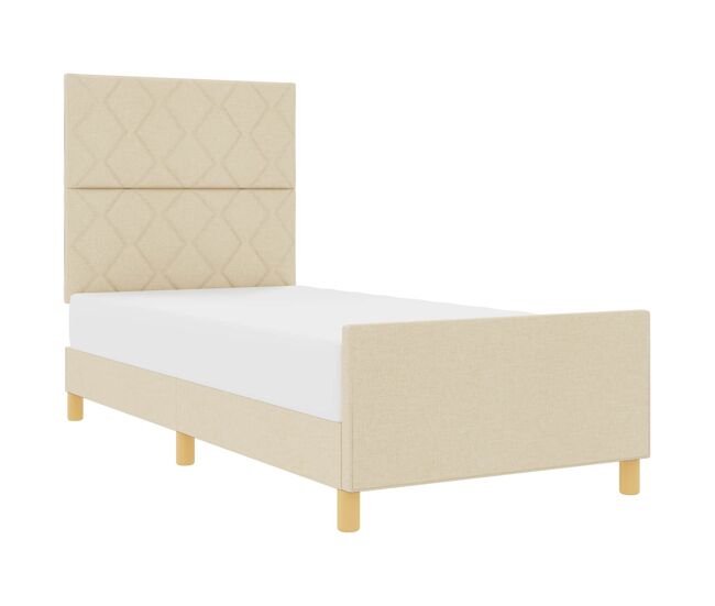 Estructura de cama individual para adultos con cabecera - crema 100 x 200 cm tela