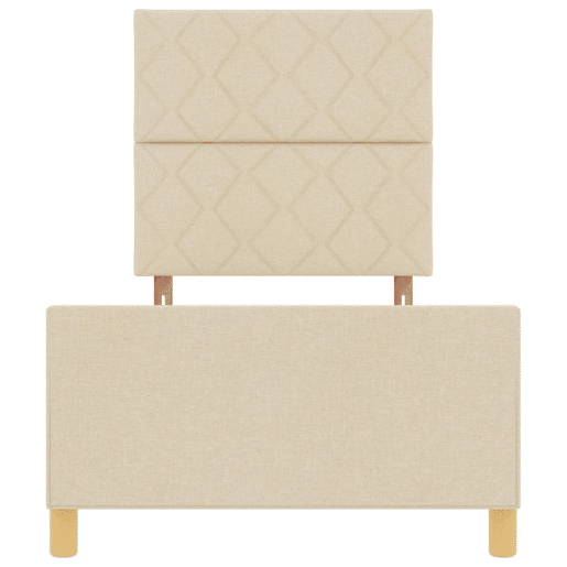 Estrutura de cama de solteiro para adultos com Cabeceira - Creme 100 x 200 cm tecido Estrutura de cama de solteiro para adultos com Cabeceira - Creme 100 x 200 cm tecido