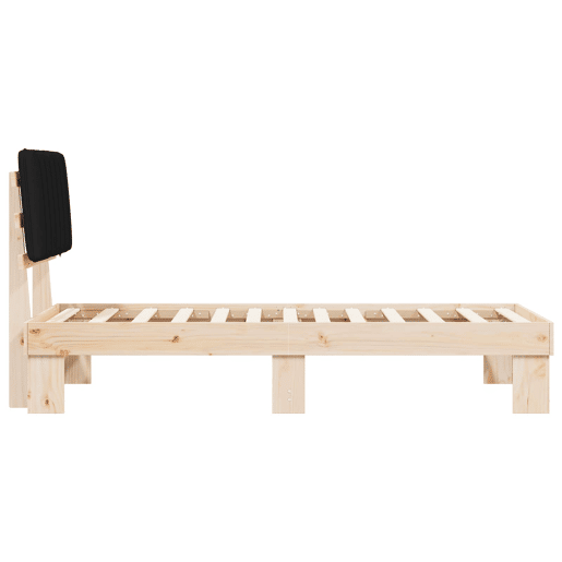 Estrutura de cama de solteiro para adultos com Cabeceira Estofada Preto 80 x 200 cm