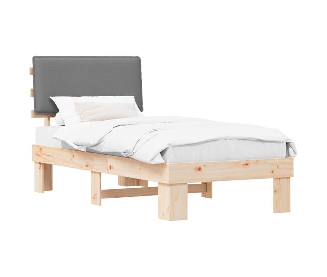 Estructura de cama simple para adultos con cabecera - tapizada gris claro 80 x 200 cm