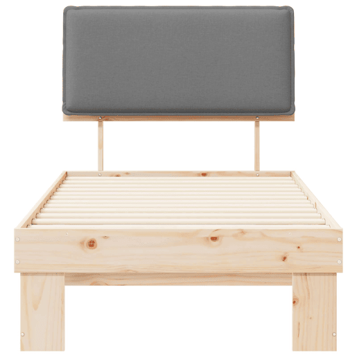 Estrutura de cama de solteiro simple com Cabeceira Estofada Cinzento-claro