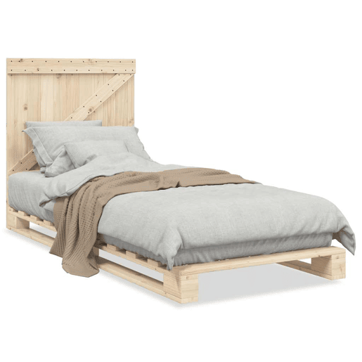 Estrutura de cama de solteiro para adultos com cabeceira 90x200 cm pinho maciço
