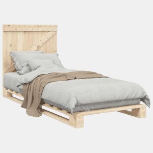 Estrutura de cama de solteiro para adultos com cabeceira 90x200 cm pinho maciço