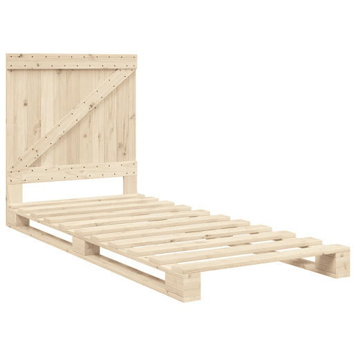 Estrutura de cama de solteiro para adultos com cabeceira 90x200 cm pinho maciço