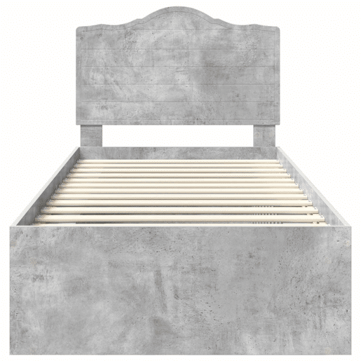 Estrutura de cama de solteiro para adultos com Cabeceira - Cinza Concreto 100 x 200 cm