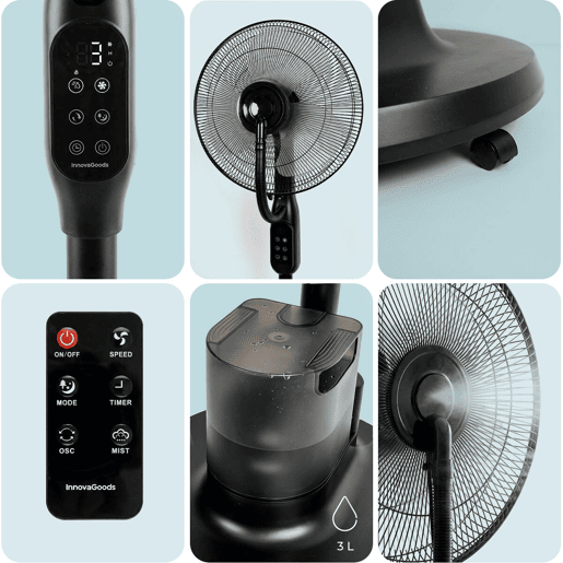 Ventoinha de pé com nebulizador e comando à distância InnovaGoods
