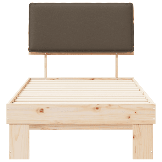 Estrutura de cama de solteiro Design com Cabeceira Estofada Cinzento-acastanhado