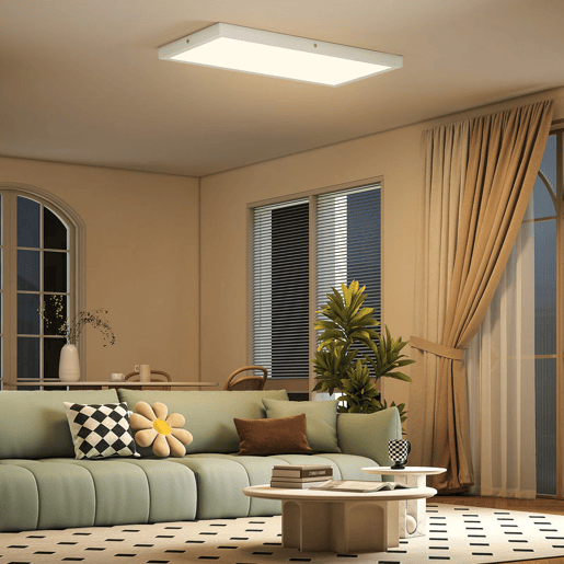 HOMCOM Conjunto de 4 Candeeiros de Teto Cor Regulável Plafons LED com Interruptor DIP e de Parede 3000K4000K6000K 2500 lm 24 W para Sala de Estar Escritório 60x30x3,7 cm Branco