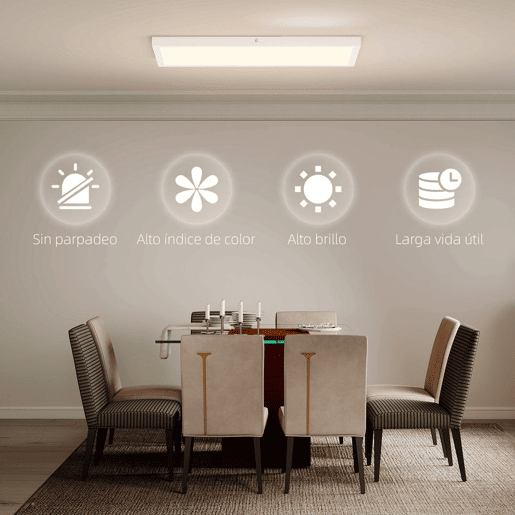 HOMCOM Conjunto de 4 Candeeiros de Teto Cor Regulável Plafons LED com Interruptor DIP e de Parede 3000K4000K6000K 2500 lm 24 W para Sala de Estar Escritório 60x30x3,7 cm Branco
