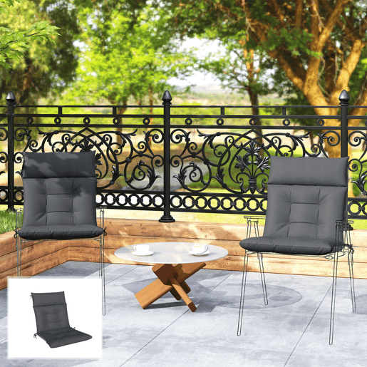 Outsunny Conjunto de 4 Almofadas para Cadeiras Almofadas de Jardim com Encosto Fitas Impermeáveis e Antiderrapantes para Interior e Exterior 112x53x8 cm Cinzento Escuro