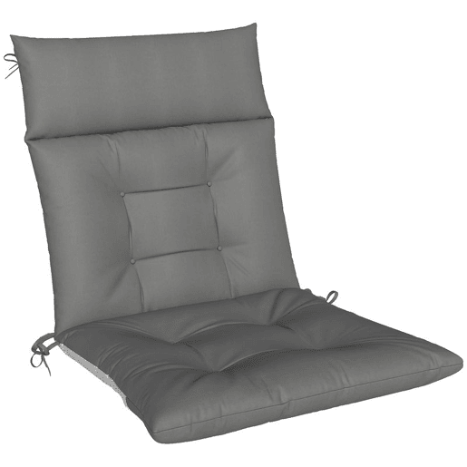 Outsunny Conjunto de 4 Almofadas para Cadeiras Almofadas de Jardim com Encosto Fitas Impermeáveis e Antiderrapantes para Interior e Exterior 112x53x8 cm Cinzento Escuro
