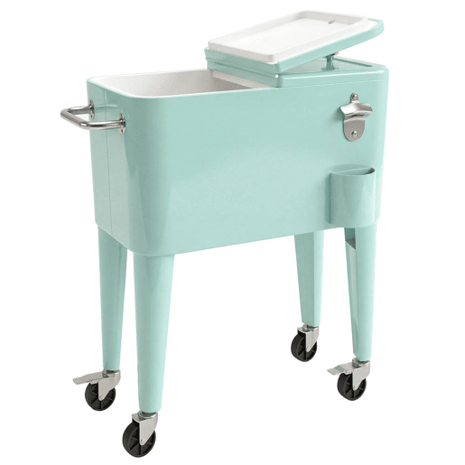 Outsunny Carro de Bebidas Refrigerado 56L com Rodas, Abre-garrafas, Coletor de Tampas e Alça, para Jardim, Festas, Terraço, 75x35x78 cm, Verde Claro Outsunny Carro de Bebidas Refrigerado 56L com Rodas, Abre-garrafas, Coletor de Tampas e Alça, para Jardim, Festas, Terraço, 75x35x78 cm, Verde Claro