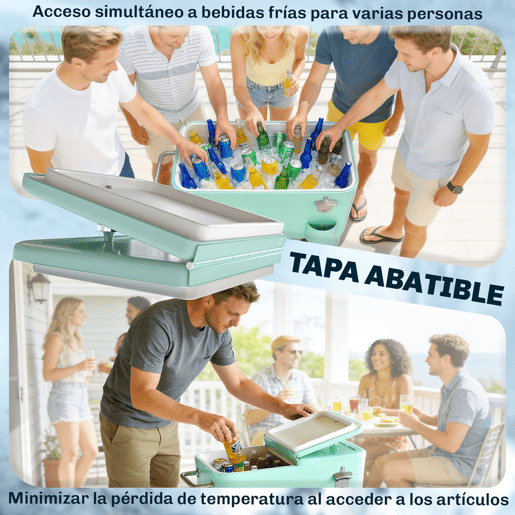 Outsunny Carro de Bebidas Refrigerado 56L com Rodas, Abre-garrafas, Coletor de Tampas e Alça, para Jardim, Festas, Terraço, 75x35x78 cm, Verde Claro Outsunny Carro de Bebidas Refrigerado 56L com Rodas, Abre-garrafas, Coletor de Tampas e Alça, para Jardim, Festas, Terraço, 75x35x78 cm, Verde Claro