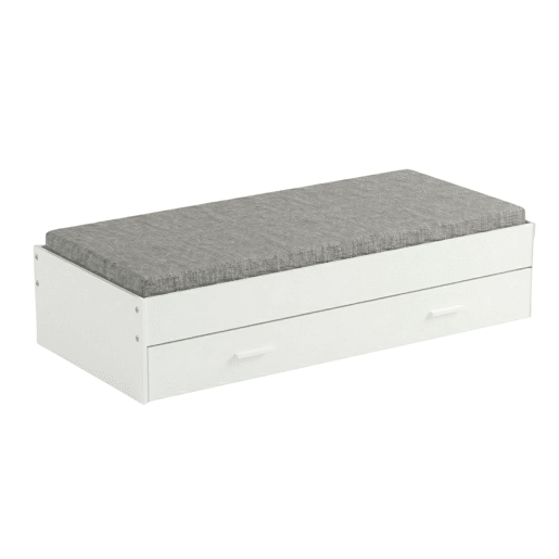 Cama auxiliar Tidy de 90x200 cm com gaveta para quarto infantiladolescente, móveis para quarto, branca