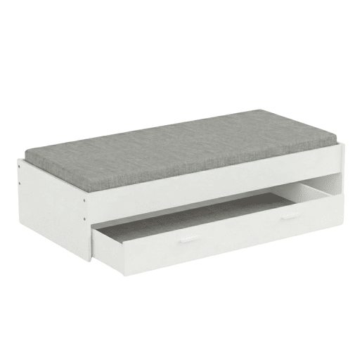 Cama auxiliar Tidy de 90x200 cm com gaveta para quarto infantiladolescente, móveis para quarto, branca