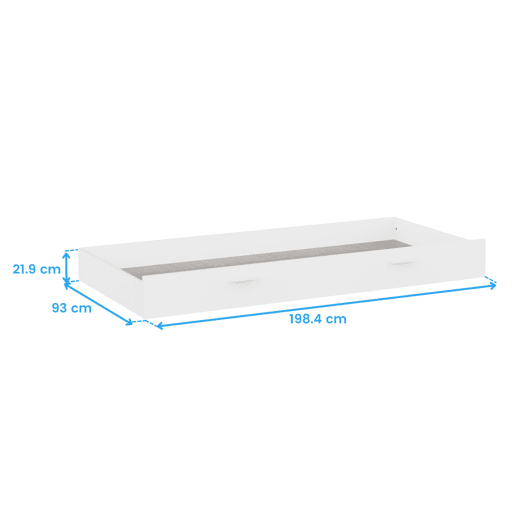 Cama auxiliar Tidy de 90x200 cm com gaveta para quarto infantiladolescente, móveis para quarto, branca