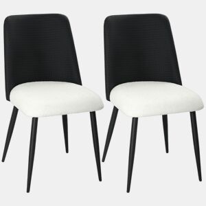 HOMCOM Conjunto de 2 Cadeiras de Jantar, Cadeiras de Cozinha com Encosto em PU Assento Acolchoado Pernas de Aço para Sala Preto e Bege