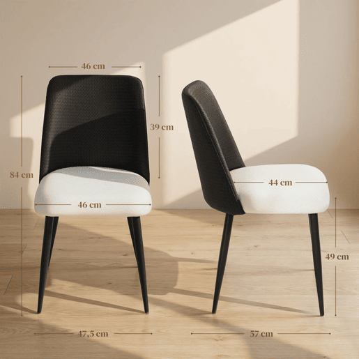 HOMCOM Conjunto de 2 Cadeiras de Jantar, Cadeiras de Cozinha com Encosto em PU Assento Acolchoado Pernas de Aço para Sala Preto e Bege