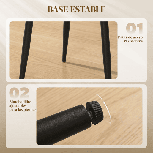 HOMCOM Conjunto de 2 Cadeiras de Jantar, Cadeiras de Cozinha com Encosto em PU Assento Acolchoado Pernas de Aço para Sala Preto e Bege