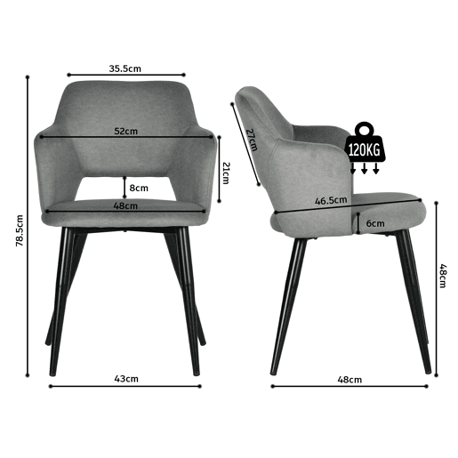 Pack de 2 Cadeiras de Jantar em Tecido Especial para Animais de Fácil Limpeza e Estilo Moderno da MEUBLES COSY