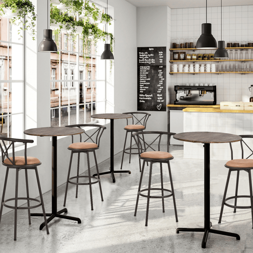 Cadeira Alta De Bar Com Encosto, Estrutura De Metal E Assento De Tecido, Estilo Moderno, Ideal Para Cozinha Ou Bar, Conjunto Com 6 Unidades, Marrom