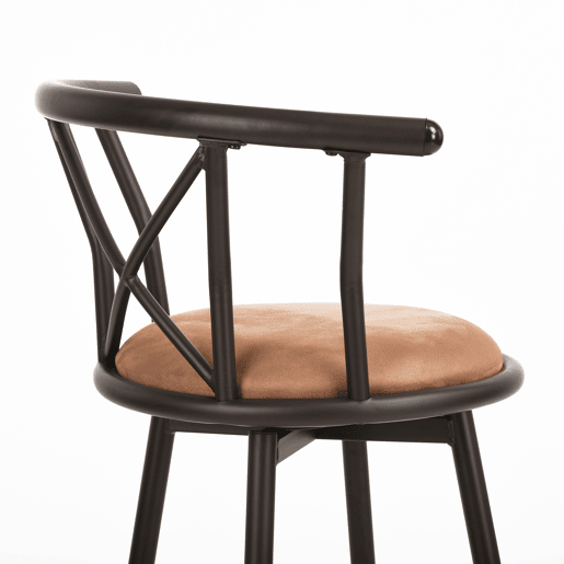 Cadeira Alta De Bar Com Encosto, Estrutura De Metal E Assento De Tecido, Estilo Moderno, Ideal Para Cozinha Ou Bar, Conjunto Com 6 Unidades, Marrom