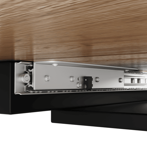 Mesa de Jantar Extensível Vexa com Estante Integrada de Estilo Industrial Madeira de Carvalho e Metal Preto para Quatro a Oito Pessoas de MEUBLES COSY