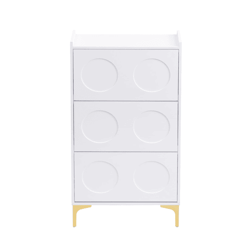 Sapateira com 3 níveis - amplo espaço de arrumação, pés metálicos, design moderno e luminoso - Branco
