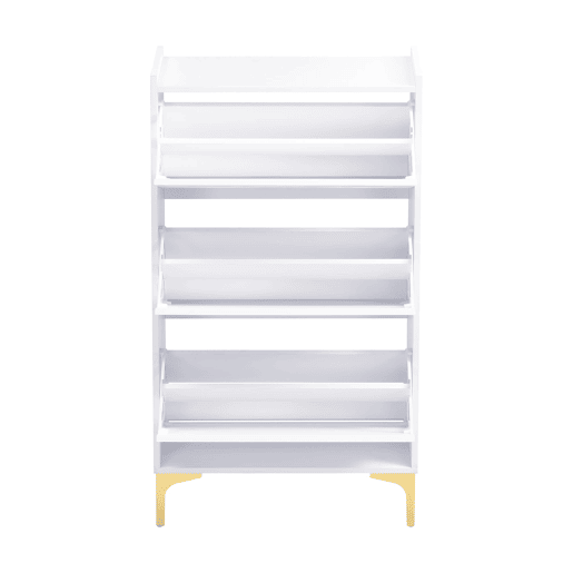 Sapateira com 3 níveis - amplo espaço de arrumação, pés metálicos, design moderno e luminoso - Branco