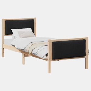 Estrutura de cama de solteiro para adultos com cabeceira Preto 75 x 190 cm tecido