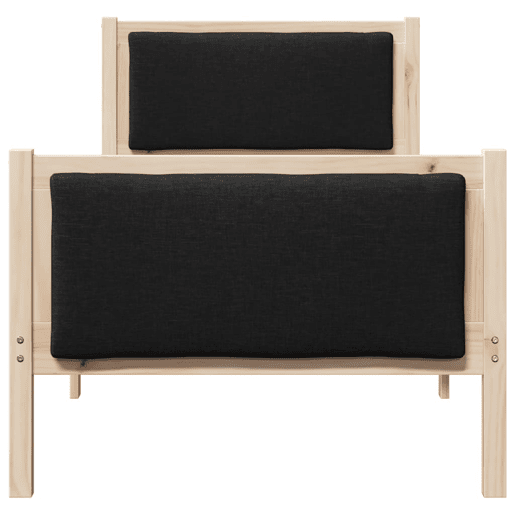 Estrutura de cama de solteiro para adultos com cabeceira Preto 75 x 190 cm tecido