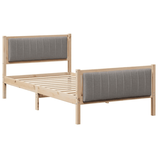 Estrutura de cama de solteiro para adultos com Cabeceira - Marrom e taupe 100 x 200 cm