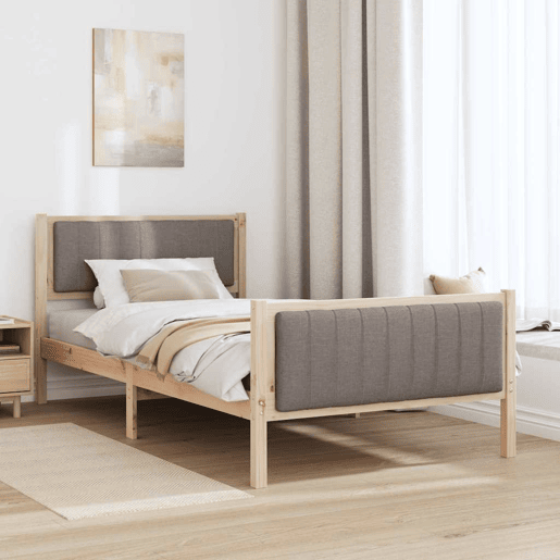 Estrutura de cama de solteiro para adultos com Cabeceira - Marrom e taupe 100 x 200 cm
