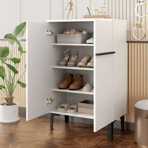 Sapateira 95x60x35 cm - Porta dupla, grande capacidade, prateleiras ajustáveis - PretoBranco