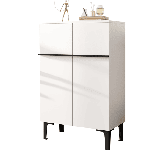 Sapateira 95x60x35 cm - Porta dupla, grande capacidade, prateleiras ajustáveis - PretoBranco