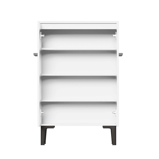 Sapateira 95x60x35 cm - Porta dupla, grande capacidade, prateleiras ajustáveis - PretoBranco
