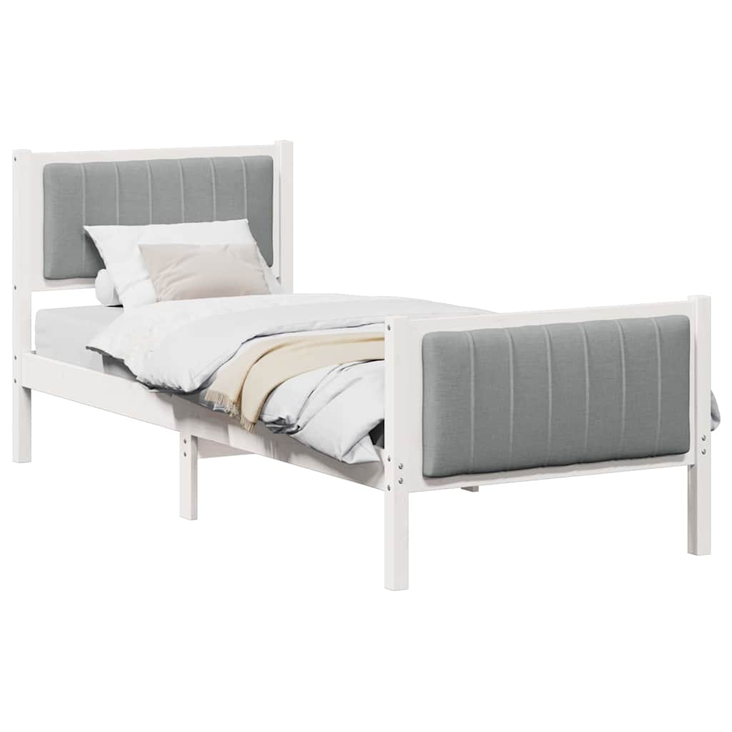 Estructura de cama simple para adultos 80x199 Blanco/ Gris Claro