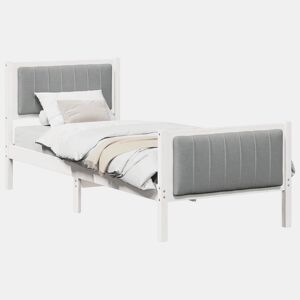 Estrutura de cama de solteiro para adultos Branco e cinza claro 75 x 190 cm