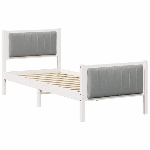 Estrutura de cama de solteiro para adultos Branco e cinza claro 75 x 190 cm