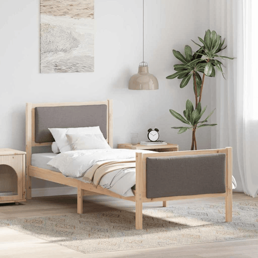 Estrutura de cama de solteiro Design, Cinzento-acastanhado 75 x 190 cm tecido