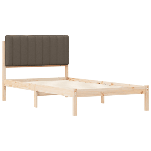 Estrutura de cama de solteiro para adultos com Cabeceira - Estofada Cinzento-acastanhado