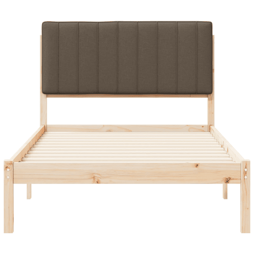Estrutura de cama de solteiro para adultos com Cabeceira - Estofada Cinzento-acastanhado