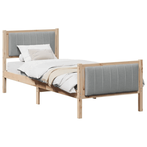 Estrutura de cama de solteiro simple - Marrom e cinza claro 75 x 190 cm