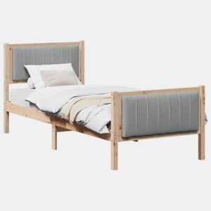 Estrutura de cama de solteiro simple - Marrom e cinza claro 75 x 190 cm