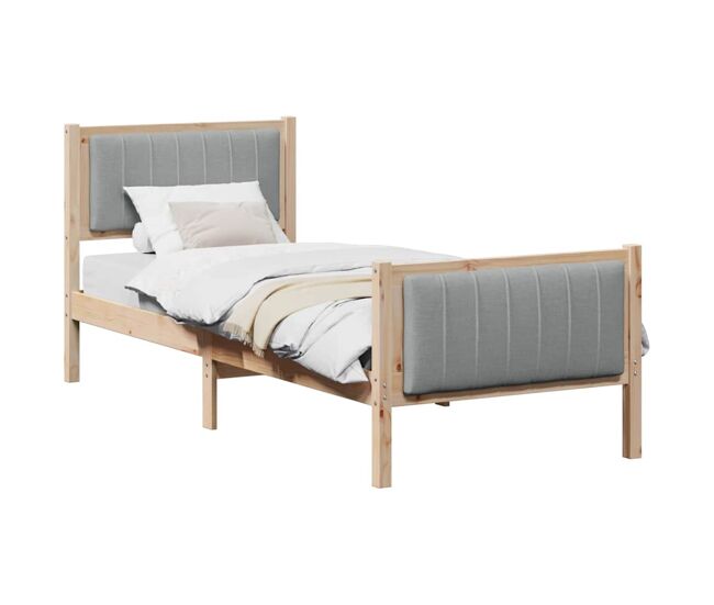 Estructura de cama simple para adultos con cabecera - marrón y gris claro 75 x 190 cm